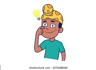 Vector illustration of a young punjabi sardar boy having a idea in his mind