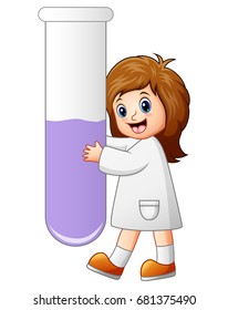 Vector illustration of Young scientist cartoon holding a test tube