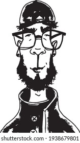 vector illustration of young stylish man in glasses