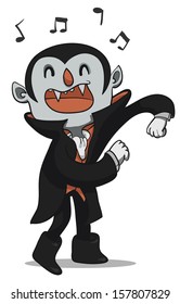 Vector illustration of a young vampire shaking it out. One group only and full editable.