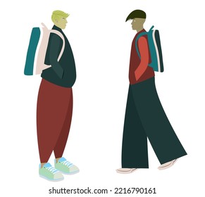 ilustración vectorial con joven hombre que camina