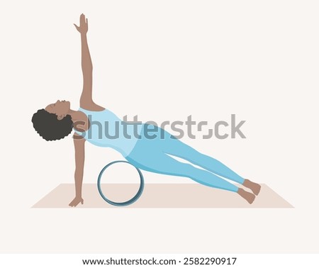 Similar – Image, Stock Photo Slim female doing side plank star pose during yoga session in park