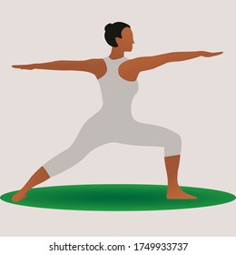 Ilustración vectorial de una joven que hace ejercicios de yoga, estilo de vida, fitness, deporte 