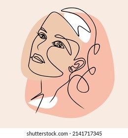 Vector illustration of young woman in line art style