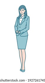 Vector illustration of a young woman in a suit.