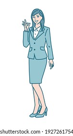 Vector illustration of a young woman in a suit.