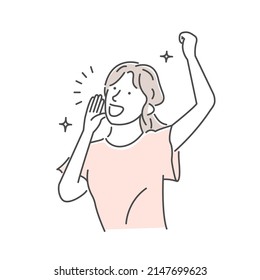 Vector illustration of a young woman who shouts 