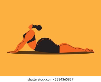 Vector illustration of young woman workout. A young girl is engaged in yoga, dance, aerobics, fitness. The female movements and poses background