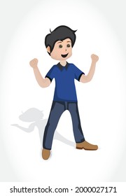 vector illustration of youngman feel free and and great finishing something
