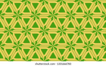 Vector illustration. For your business, presentation, fashion print. Pattern with abstract illusion triangles. Light green color