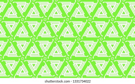 Vector illustration. For your business, presentation, fashion print. Pattern with abstract illusion triangles. Light green color