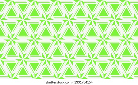 Vector illustration. For your business, presentation, fashion print. Pattern with abstract illusion triangles. Light green color