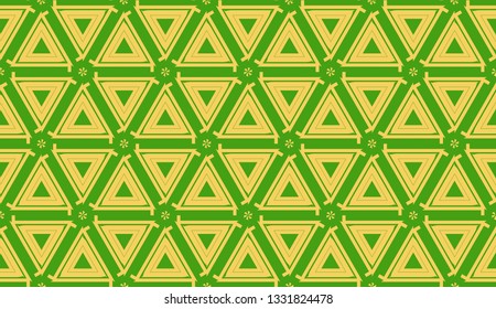 Vector illustration. For your business, presentation, fashion print. Pattern with abstract illusion triangles. Light green color