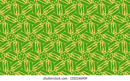 Vector illustration. For your business, presentation, fashion print. Pattern with abstract illusion triangles. Light green color