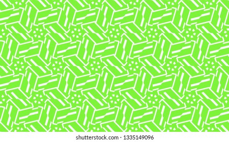 Vector illustration. For your business, presentation, fashion print. Pattern with abstract illusion triangles. Light green color