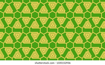 Vector illustration. For your business, presentation, fashion print. Pattern with abstract illusion triangles. Light green color