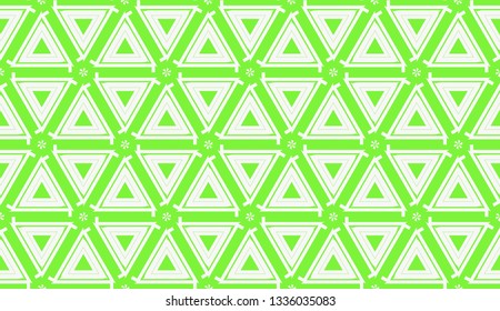 Vector illustration. For your business, presentation, fashion print. Pattern with abstract illusion triangles. Light green color