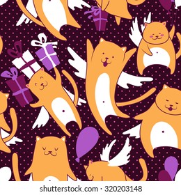 Vector illustration for your design. Cats pattern