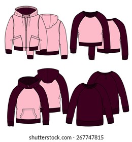 Vector illustration for your design. Color hoodies.Girl