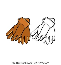 Ilustración vectorial para su diseño. contorno de línea de color y negro. Jardín. Guantes de jardín.