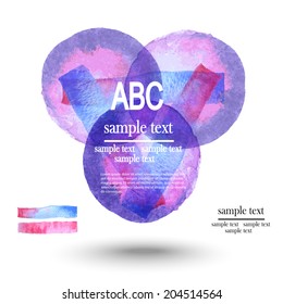 Vector illustration for your design. Colorful watercolor circles and information icons. Hand drawn aquarelle shapes. can be used for diagram, options, web design, infographics.