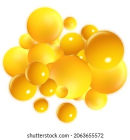 Vector illustration for your design. Luxurious beautiful background with yellow spheres. Natural pearls with highlights