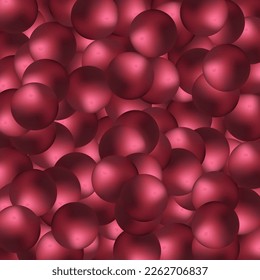 Vector illustration for your design. Luxurious beautiful background with red spheres. Natural pearls with highlights. Red balls.