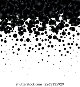 Ilustración vectorial para su diseño. Lujoso y bonito fondo con esferas amarillas. Perlas naturales con resaltados. Bolas negras.