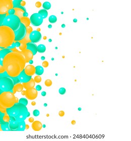 Vector illustration for your design. Luxurious beautiful background with yellow spheres. Natural pearls with highlights.  Blue and yellow balls. 