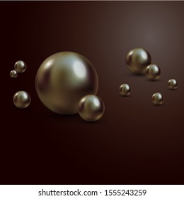Vector Illustration for your design. Luxury beautiful shining jewellery background with black pearls vector illustration. Beautiful shiny natural pearls. Nacreous and iridescent. With transparent