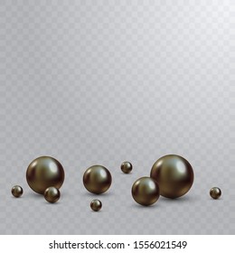 Vector Illustration for your design. Luxury beautiful shining jewelery background with black pearls vector illustration. Beautiful shiny natural pearls. Nacreous and iridescent. With transparent