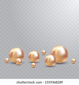 Vector Illustration for your design. Luxury beautiful shining jewellery background with rose pearls vector illustration. Beautiful shiny natural pearls. With transparent glares and highlights.