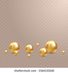 Vector Illustration for your design. Luxury beautiful shining jewellery background with golden pearls vector illustration. Beautiful shiny natural pearls. With transparent glares and highlights for