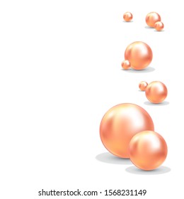 Vector Illustration for your design. Luxury beautiful shining jewellery background with pink pearls vector illustration. Beautiful shiny natural pearls. With transparent glares and highlights  