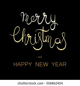 Vector illustration for your design. Merry Christmas and Happy New Year. Holiday card. Lettering and calligraphy.