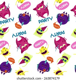 Vector illustration for your design. Seamless. Monsters