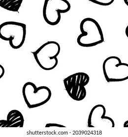 Vector illustration for your design Sprayed graffiti hearts seamless pattern. Vector illustration