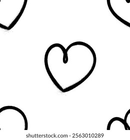 Vector illustration for your design Sprayed graffiti hearts seamless pattern. Vector illustration