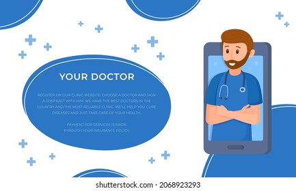 Vector illustration of your doctor's concept. Family Doctor Questionnaire. 