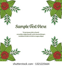 Vector illustration your sample text here with frame flower blossom hand drawn