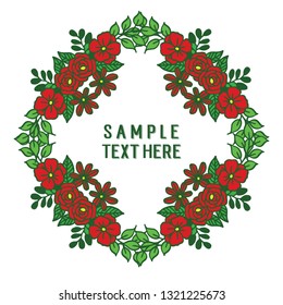Vector illustration your sample text here with decorative frame flower green leaves hand drawn
