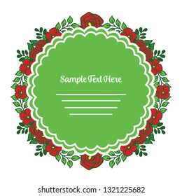 Vector illustration your sample text here with decorative frame flower green leaves hand drawn