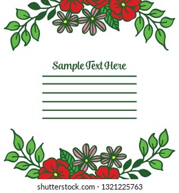 Vector illustration your sample text here with red flower frame blooms hand drawn