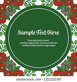 Vector illustration your sample text here with red flower frame blooms hand drawn