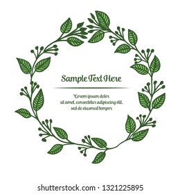 Vector illustration your sample text here with beautiful green leaves frame hand drawn