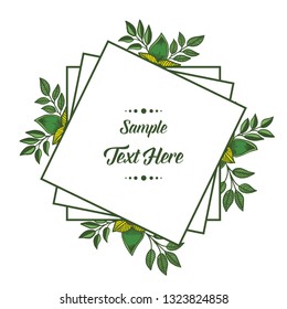 Vector illustration your sample text here with frame flower white backdrop hand drawn