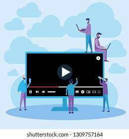 Vector Illustration. Youtube Web Player Online Video Streaming. Flat Design Can Use For, Landing Page, Mobile App, Poster, Banner, Flyer, Template, UI, Web.