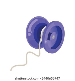 Vector illustration of yo-yo purple isolated on white background. A toy of the 90s, 80s. Nostalgia of the 90s.