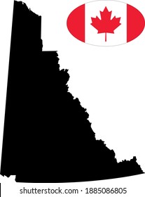 ilustración vectorial del mapa de Yukon con bandera canadiense