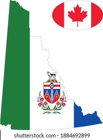 Vektorgrafik von Yukon-Karte und Flagge mit kanadischer Flagge